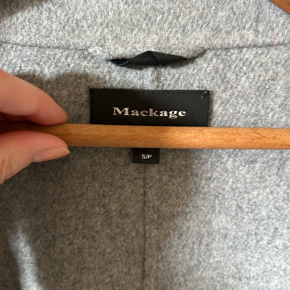 Mackage Gray Wool Cashmere blend and Black Leather Women's Coat - Picture 8 of 10